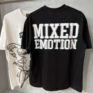 Camiseta de Verano de Alta Calidad MIXED EMOTION, Tejida, Holgada, de Manga Corta, con Estampado Puff, de Poliéster/Algodón, Moderna, Urbana, para Hombre - Product Image 3