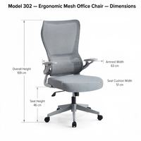 Chaise de bureau ergonomique à dossier haut en maille, chaise d'ordinateur pivotante avec coussin de siège confortable