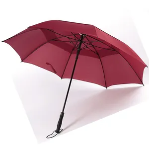 공장 공급 업체 제조업체 더블 캐노피 대형 방풍 방수 자동 오픈 스틱 골프 로고가있는 야외 우산