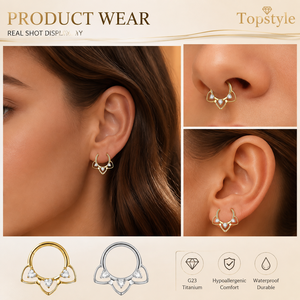 Anello Clicker a Cuore Aperto in Titanio G23 Ipoallergenico Ottimizzato <span class=keywords><strong>per</strong></span> Piercing Septum, <span class=keywords><strong>Helix</strong></span>, Cartilagine - Vendita all'Ingrosso - Product Image 4