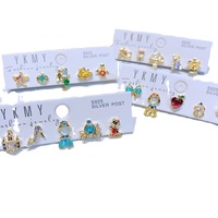 BOYI 5 pièces ensemble bijoux de mode princesse doux tempérament boucles d'oreilles 925 argent poste concepteur couleur Zircon boucles d'oreilles ensemble