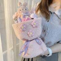 Ensemble de bouquets en peluche trois couleurs : ours, lapin, fleurs, emballage cadeau, poupée en peluche, OEM, ODM, vente en gros personnalisée
