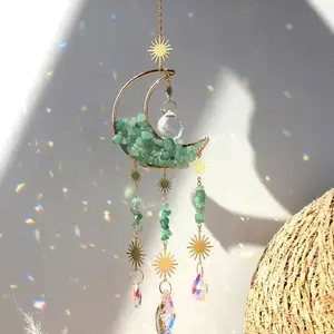 Hilal ay kristal Suncatcher asılı kristal prizma Suncatcher prizma bahçe dekorasyon ışık tutucu kristal