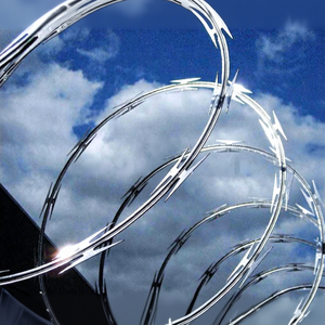 Fil de fer barbelé haute sécurité pour clôture de guidage, double spirale, galvanisé à chaud, 2 ou 4 points, isolation à lames de rasoir - Product Image 1