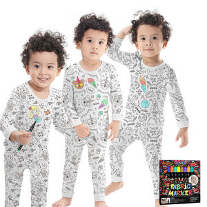 بيجامات أطفال قطنية مخصصة للتلوين بنفسك، بيجامات للأطفال للرسم، بيجامات قابلة للتلوين بأكمام طويلة باللون الأبيض للأطفال - Product Image 4