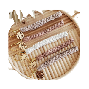 Bracelet <span class=keywords><strong>MACRAME</strong></span> personnalisé bracelet <span class=keywords><strong>porte</strong></span>-clés léger Boho Monstera breloque métal matière plastique pour <span class=keywords><strong>porte</strong></span>-clés cadeau pour elle - Product Image 1