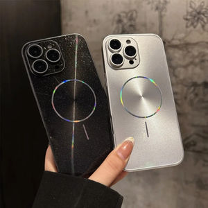 Funda de teléfono de Color sólido Bling Slim Magnetic Ring Aurora Premium para iPhone 12 13 14 15 Pro 16 Plus 17 Pro Max High Texture Cover - Product Image 5