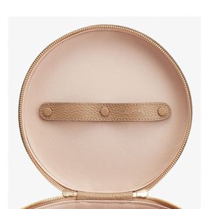 Luxury <b>Beige</b> Leather Travel Big Stand Jewelry Packaging <b>Box</b> With Ribbon - Product Image 4