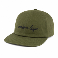 Casquette de baseball non structurée à visière plate en coton délavé vert olive avec logo brodé personnalisé