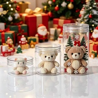 Bocaux en plastique transparent de qualité alimentaire personnalisés OEM, en PET, avec couvercle à vis, pour jouets, poupées, cadeaux et aliments