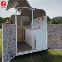 Remorque alimentaire vintage pour chevaux, chariot mobile, stand de vente ambulante, camion à fleurs avec cuisine complète, remorque de bar mobile, camion de crème glacée
