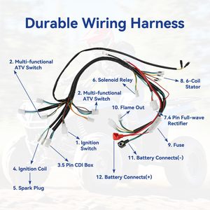 Kit Completo de Cableado SHIQINHA para Tao Tao Coolster <span class=keywords><strong>125cc</strong></span>/110cc ATV Quad 4 Ruedas 4 Tiempos, Conductor de Cobre, PVC - Product Image 5