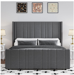 Tùy Chỉnh Hiện Đại Ý Tối Giản Màu Xám Nữ Hoàng Vua Kích Thước Bọc Nền Tảng Giường Mềm Khung Tối Giản Với Chần Giường - Product Image 5