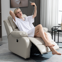 Sillón Reclinable Individual de Cuero de Lujo, Mueble Cómodo para Salón de Belleza y Sala de Estar