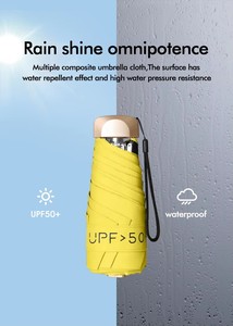 Mini parapluie de poche 18 cm de longueur 4 cm d'épaisseur UPF50+ Parapluie pliable portable soleil/pluie Style moderne - Product Image 2