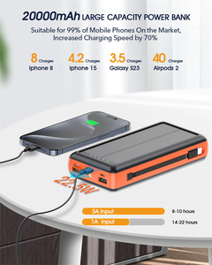 แบตเตอรี่สำรองพลังงานแสงอาทิตย์ Ce Fcc Rohs Ip66 กันน้ำ 30000 มิลลิแอมป์ชั่วโมง <span class=keywords><strong>Mi</strong></span> Wireless Charger  3 พอร์ต USB - Product Image 5