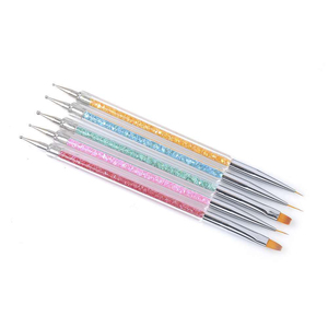 Lot de 5 stylos double embout pour nail art, stylo de photothérapie, outil de dessin de lignes et de fleurs, manche en plastique - Product Image 4