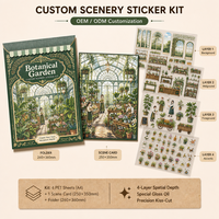 Kit d'autocollants personnalisés style aquarelle Paysage Jardin Botanique pour Junk Journal