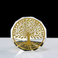 Wunderschöner Baum des Lebens K9 Kristallpyramide Gold Gravierte Glaskegel Briefbeschwerer Spirituelle Heimdekoration Heilendes Chakra Feng Shui Geschenk