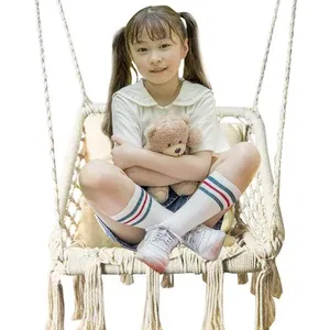 schaukel stuhl liege Suppliers-Quadratischer Makramee-Deckenstuhl-Hängematten-Schaukel stuhl Baumwoll seil liege für Kinderzimmer