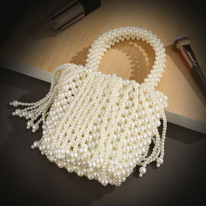 Nuevo Bolso de Mano de Perlas <span class=keywords><strong>para</strong></span> Mujer, <span class=keywords><strong>para</strong></span> Salidas, Fiestas y Reuniones, un Bolso de Borlas con Cuentas Hecho a Mano de Estilo Europeo y Americano - Product Image 3
