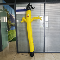 Danseur gonflable publicitaire personnalisé jaune motif visage de dessin animé, en tissu Oxford imperméable, avec ventilateur intégré, résistant au soleil