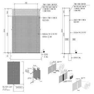 Clôture de sécurité écologique en fer forgé traité thermiquement durable avec 358 mailles galvanisées anti-escalade avec service de modélisation 3D - Product Image 6