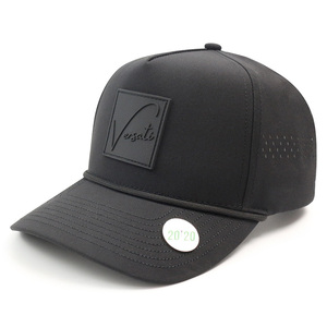 Cappello a corda a cinque pannelli con foro impermeabile per prestazioni nere cappello da Golf da palestra con magnete in tesa - Product Image 3