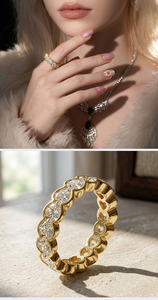 Yellow Gold Plated 925 Silver Moissanite Eternity Band <b>Ring</b> Round Brilliant Cut Channel Setting Women's Wedding Jewelry - Product Image 5