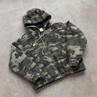 Sweat-shirt personnalisé brodé, imprimé sur toile, streetwear, coupe ample, zippé, oversize, effet vieilli, camouflage, veste de travail pour homme