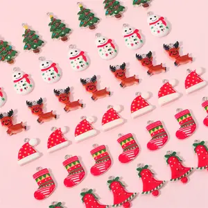 Hobbyworker 2022 New Resin Lovely Christmas Tree Pendant Charms For New Year Decorations Diy Earrings Jewelry Making P0638