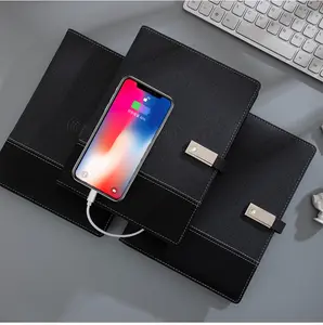 مصباح Led مخصص شعار A5 8000mah شاحن لاسلكي قوة البنك دفتر اليوميات مع Usb