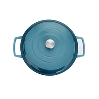 Ensemble de 12 ustensiles de cuisine en fonte émaillée bleue antiadhésive, résistant au four et au lave-vaisselle, personnalisable, avec cocotte hollandaise – Collection Bright Houseware