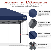 Tente pop-up robuste en acier 3m x 3m avec verrouillage central à bouton unique et pare-vent