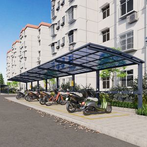 Abri de voiture en polycarbonate pour l'extérieur Cadre métallique en aluminium enduit de poudre économique Auvent de garage Système de stationnement en porte-à-faux - Product Image 4