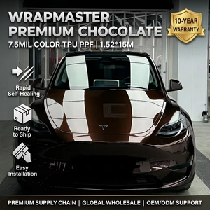 WRAPMASTER 1.52*15m Film de protection de peinture TPU PPF peinture haute brillance brun <span class=keywords><strong>chocolat</strong></span> Film anti-rayures Film vinyle de voiture - Product Image 1