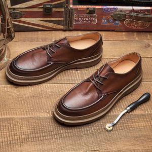 Chaussures décontractées XuanWu A611 en cuir véritable à rayures, style britannique rétro, version coréenne tendance, respirantes et à enfiler pour hommes - Product Image 4
