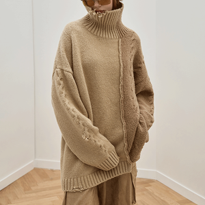 Custom Thick <b>Turtle</b> <b>Neck</b> Cable Knit <b>Jumpers</b> Cotton Polyester <b>Women's</b> Sweater Unicolor Sweater Chompas Para Mujer - Product Image 2