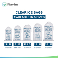 Sacs à glace en plastique LDPE RAYBO 8lb 10lb 11 x 19 pouces avec fermeture à cordon torsadé, sac à glace durable pour glacières