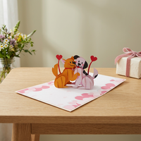 Carte pop-up 3D personnalisée pour couple de chiens, imprimée offset, artisanat en papier fait main, thème amour, Saint-Valentin, Thanksgiving, Fête des Mères