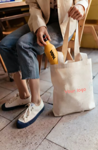 Sac fourre-tout en toile de coton biologique recyclé personnalisé OEM&ODM, grand sac de shopping réutilisable en toile de coton avec logo - Product Image 4