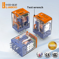 Relais intermédiaire miniature étanche LANBOO 12/24V 2NO2NC 220V pour panneaux de commande sur rail DIN, construction de qualité industrielle, fiable