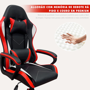 <span class=keywords><strong>Silla</strong></span> <span class=keywords><strong>Gamer</strong></span> Profesional de Lujo, Tapizada en Cuero, para Oficina u Hogar, Nueva, Exclusiva para Videojuegos, Serie Pro, Color Rojo - Product Image 5
