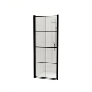 Puerta de Ducha de Vidrio Templado Negro de 35.8x76.8 Pulgadas, Diseño Minimalista Deslizante con Marco, Grosor de 8 mm - Product Image 1