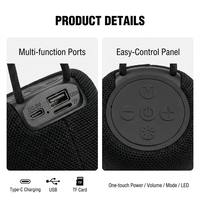 Altavoces de Tela LED RGB, Altavoces Bluetooth Inalámbricos Portátiles a Prueba de Agua para Deportes al Aire Libre, Subwoofer con Bajos, Altavoz Boombox