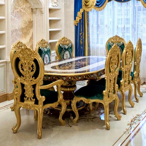 Biệt thự khách sạn Câu lạc bộ pháp vỏ dài hình bầu dục phương Tây rắn gỗ bàn ăn - Product Image 1