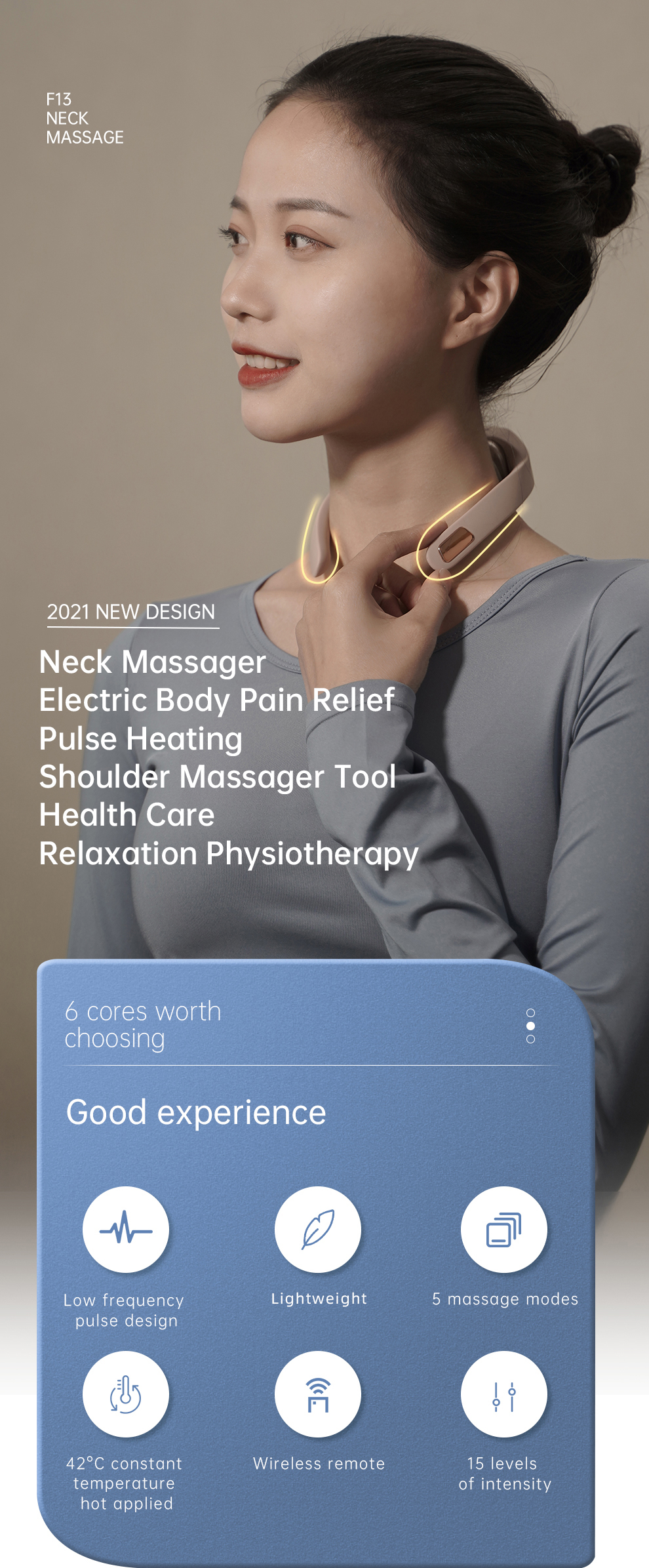 Relaxing Led Thermal Deep Tissue 4D Shiatsu Electric Manual Neck And Shoulder Lifting Music Pillow Massager With Heat