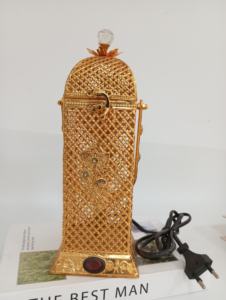 QIAN HU yüksek kalite taşınabilir altın Bakhoor brülör arapça tütsü elektrik metalik dökme demir altıgen brülörler toptan AC110V - Product Image 3