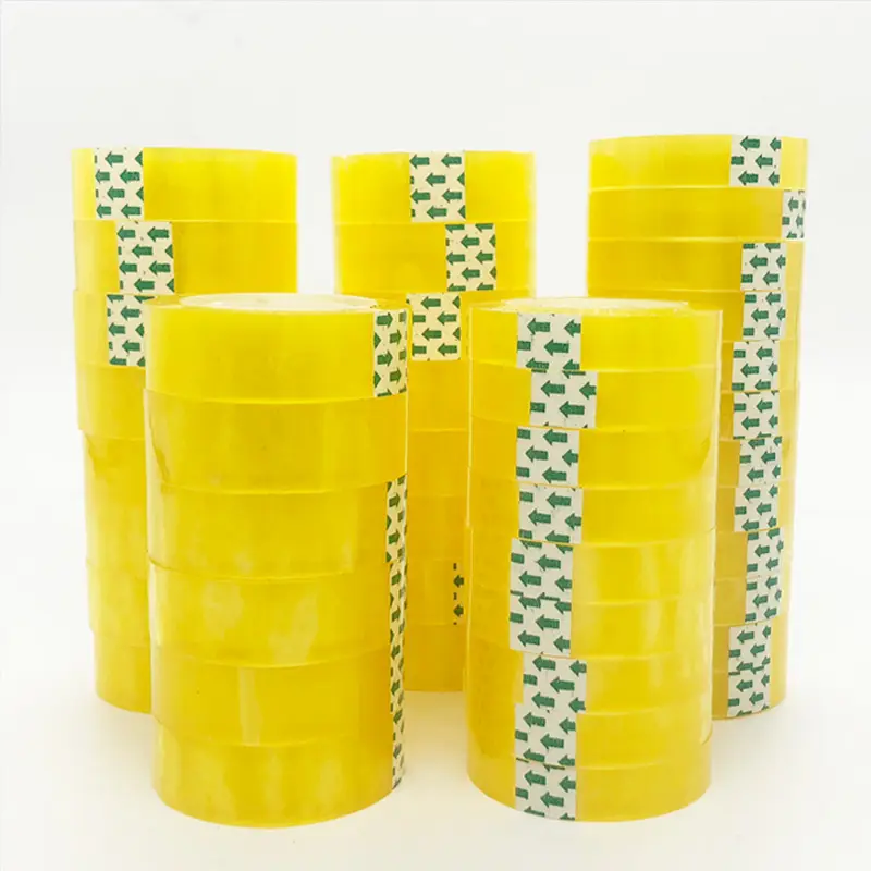 Customized Yellow Bopp Packing Stationery Tape 38mic*15mm*25m Acrylic Waterproof Stationery Tape Carton Box Masking No Printing