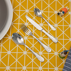 ชุดเครื่องใช้บนโต๊ะอาหารสำหรับเด็กพร้อมคว้าชุดช้อนส้อมรูปสัตว์ - Product Image 1